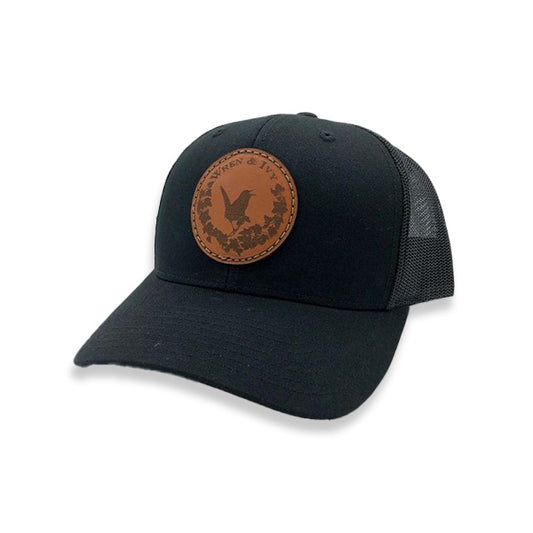 LEATHER PATCH MESH BACK TRUCKER (BLACK)